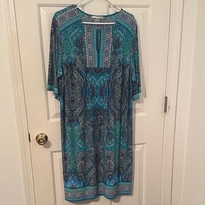 Studio One Teal and Blue Paisley Dress